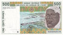 West AFrican States 500 Francs - Man, dam - Farmer - 1992 - Letter B (Benin) - P.210B.c