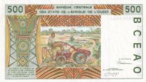 West AFrican States 500 Francs - Man, dam - Farmer - 1992 - Letter B (Benin) - P.210B.c