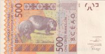 West AFrican States 500 Francs - Mask - Hippopotamus - 2012 - Letter A (Ivory Coast)