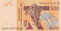 West AFrican States 500 Francs - Mask - Hippopotamus - 2023 - Letter D Mali