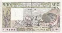 West AFrican States 500 Francs - Old man with zebus - 1981 - Lettre K (Senegal) - Serial Q.10 - P.706.Kc