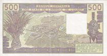 West AFrican States 500 Francs - Old man with zebus - 1984 - Letter A (Ivory Coast) - Serial W.11 - P.106Ag
