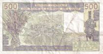 West AFrican States 500 Francs - Old man with zebus - 1989 - Letter A (Ivory Coast) - Serial G.20 - P.106Am