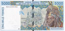 West AFrican States 5000 Francs - Africab - Village scene - ND ( 1992-2003) - A (Ivory Coast) - UNC - P.113A