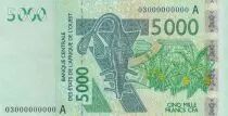 West AFrican States 5000 Francs - Catfish - Banana trees - Specimen - 2003 - A (Ivory Coast) - P.117A