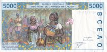 West AFrican States 5000 Francs - Factory - Village scene - ND (2000-2001) - Letter K (Senegal) - P.713K