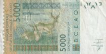 West AFrican States 5000 Francs - Mask - Kobus kob - 2016 - Letter C (Burkina Faso) - P.317Cp