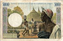 West AFrican States 5000 Francs, old man type 1961 ND - A Ivory Cost M.1749 A - P.104Ak - VF