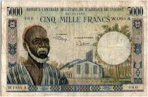 West AFrican States 5000 Francs, old man type 1961 ND - A Ivory Cost W.1885 A - P.104Ak - VF