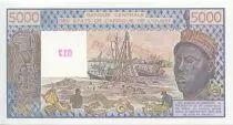 West AFrican States 5000 Francs Woman, fish, boat