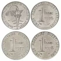 West AFrican States Lot of 3 x 1 Franc French West Africa - 1976-1977-1978