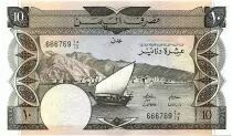 Yemen (Rep&uacute;blica Democr&aacute;tica) 10 Dinars Boat - Palm tree - 1984