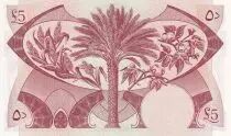 Yemen (Rep&uacute;blica Democr&aacute;tica) 5 Dinars - Boat - Palm tree - 1965 - P.4b