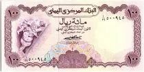Yemen 100 Rials, Cherub and griffin - View of Ta\'izz - 1976 - P.16