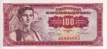 Yougoslavie 100 Dinara  - Femme - Paysage - 1963 - Série AS - P.73