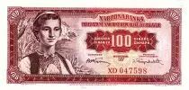 Yougoslavie 100 Dinara  - Jeune femme, Dubrovnik - 1955