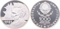 Yougoslavie 1000 Dinara - 40 ans de la Révolution - 1941-1981 - Argent