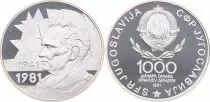 Yougoslavie 1000 Dinara - 40 ans de la R&eacute;volution - 1941-1981 - Argent