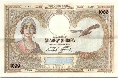 Yougoslavie 1000 Dinara Reine Marie - 1931