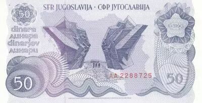Yougoslavie 50 dinara - Monument des partisans  - 1990 - S�rie AA