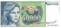 Yougoslavie 50000 Dinara Jeune Femme, armoiries
