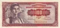 Yugoslavia 100 Dinara 1965 - Jeune femme, Dubrovnik