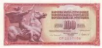 Yugoslavia 100 Dinara Equestrian statue Peace of Augustincic, 1981