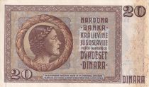 Yugoslavia 20 Dinara - King Peter II - Woman - 1936 - P.30