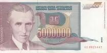 Yugoslavia 5 000 000 Dinara - Nikola Tesla - Arms - 1993