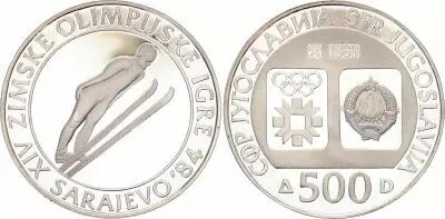 Yugoslavia 500 dinara - Olympics Games of  Saravejo 1984 - Silver - 1983 - Proof