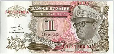Za�re 1 Nv Likuta, Pdt Mobutu - Monument - 1993