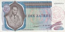 Zaïre 10 Zaire - Pdt Mobutu - Léopard - 1977 - Kaniama - P.R4b