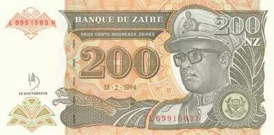 Za�re 200 Nvx Zaires Zaires, Pdt Mobutu - P�che sur pilotis - 1994
