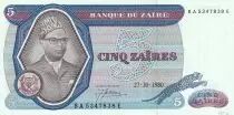 Zaïre 5 Zaïre - Mobutu - 1980 - P.22b
