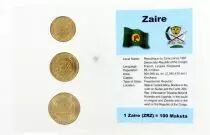 Za&iuml;re Blister 3 monnaies ZAIRE (1 &agrave; 10 za&iuml;re)