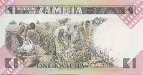 Zambia 1 Kwacha Pres K. Kaunda - Workers cotton