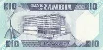 Zambia 10 Kwacha - Pres K. Kaunda - Banque - ND (1986-1988) - Serial D.124 - P.26e