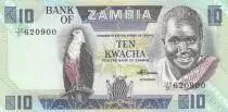 Zambia 10 Kwacha - President K. Kaunda - Bank - ND (1986-1988) - Serial D.129