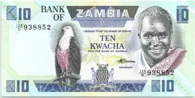 Zambia 10 Kwacha Pres K. Kaunda - Bank (1986-1988)
