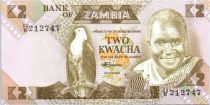 Zambia 2 Kwacha Pres K. Kaunda - school buidling -1988