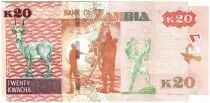 Zambia 20 Kwacha Eagle - Black Lechwe