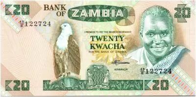 Zambia 20 Kwacha Pres K. Kaunda - woman with basket (1986-1988)