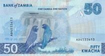 Zambia 50 Kwacha - Eagle - birds perched on a branch - 2024 - AD Series