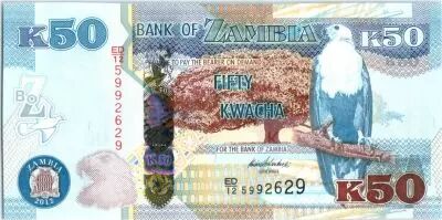 Zambia 50 Kwacha Eagle - Leopard - 2012