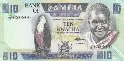 Zambie 10 Kwacha - Pr�sident K. Kaunda - Banque - ND (1986-1988) - S�rie D.129