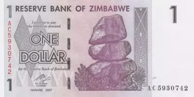 Zimbabue 1 Dollar Buffalo - Waterfall - 2008