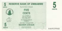 Zimbabue 5 Cents - Chiremba - Verde - Valor facial - 2006