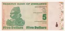Zimbabue 5 Dollars - Chiremba - Fish - 2009 - UNC - P.93