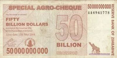 Zimbabue 50 000 000 000 Dollars - Agro-cheque - Giraffes - 2008 - P.63