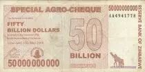 Zimbabue 50 000 000 000 Dollars - Agro-cheque - Giraffes - 2008 - P.63